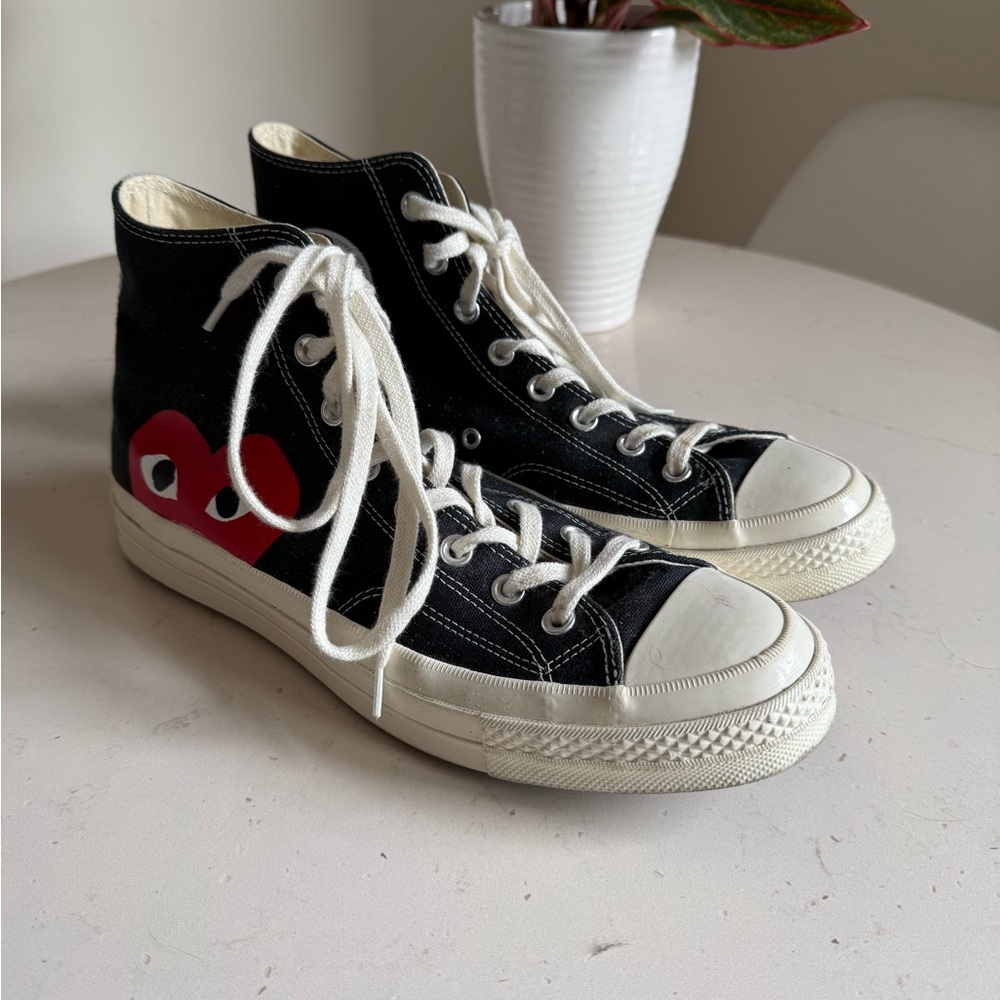 Converse Black and White Sneakers with Red Detail